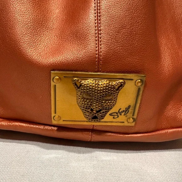 Sharif Legacy Pearlized Slouchy Orange Leather Hobo Bag 3 piece. NWT!!!